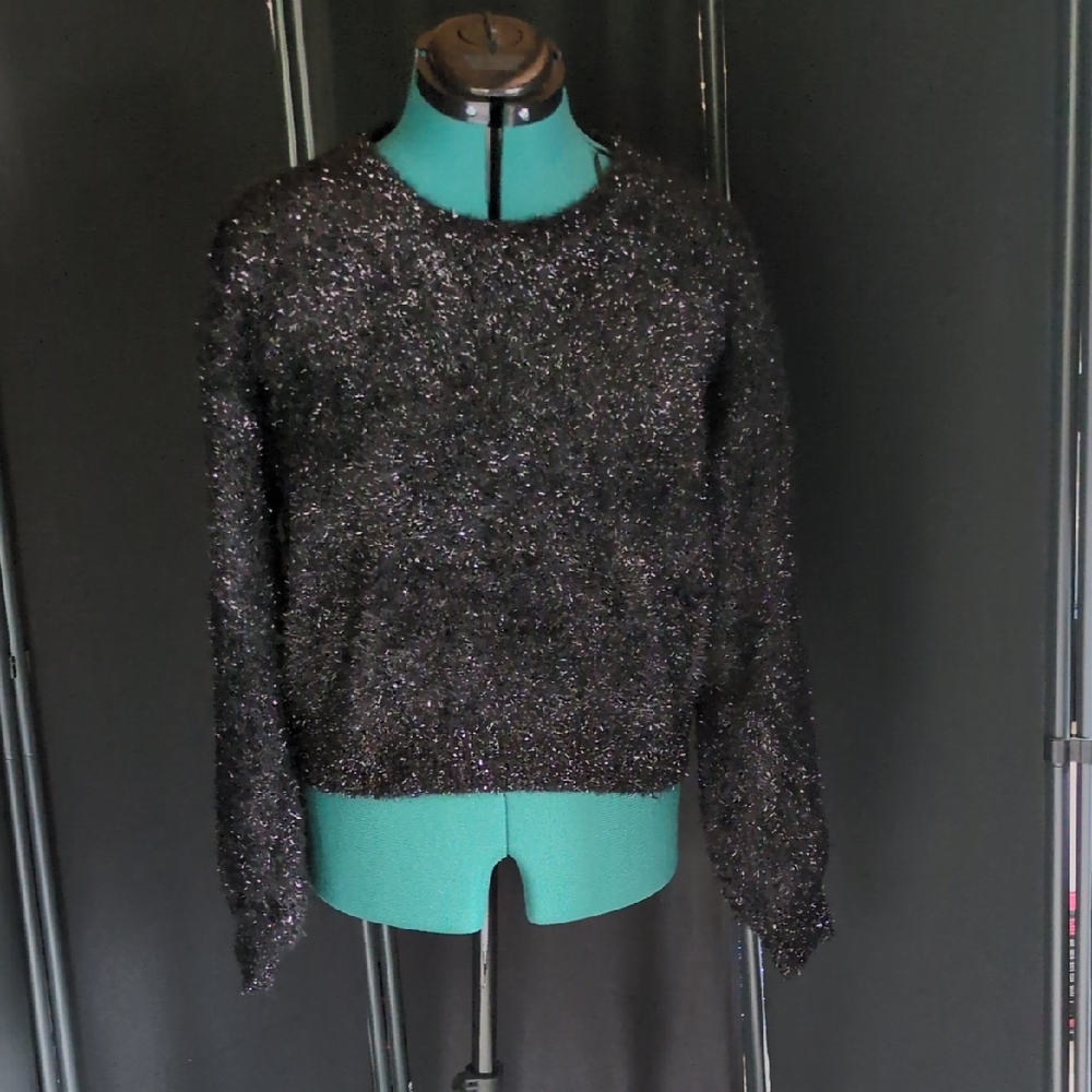 Lucy Paris Black Fuzzy Knit Sweater